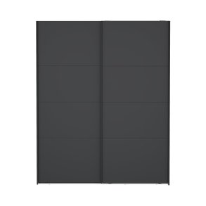 Catania Kleiderschrank 221x179x65cm, 2 Schiebetren matt schwarz.