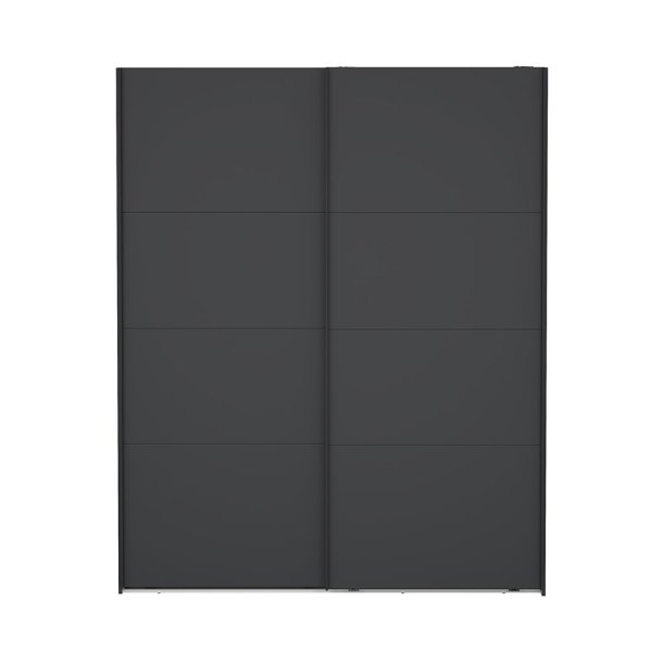 Catania Kleiderschrank 221x179x65cm, 2 Schiebetren matt schwarz.