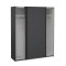 Catania Kleiderschrank 221x179x65cm, 2 Schiebetren matt schwarz.