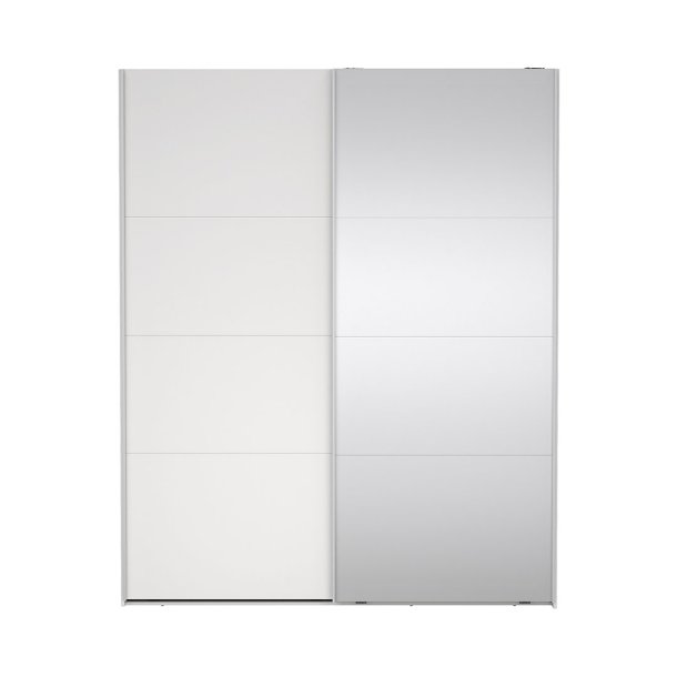 Catania Kleiderschrank 221x179x65cm, 1 Schiebetr, 1 Schiebetr mit Spiegel wei.