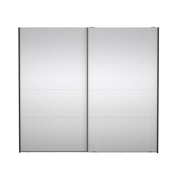 Catania Schiebetrenschrank 2 Tren mit Spiegel 245x220cm matt schwarz.