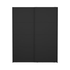 Catania Kleiderschrank 221x179x65cm, 2 Schiebetren matt schwarz.