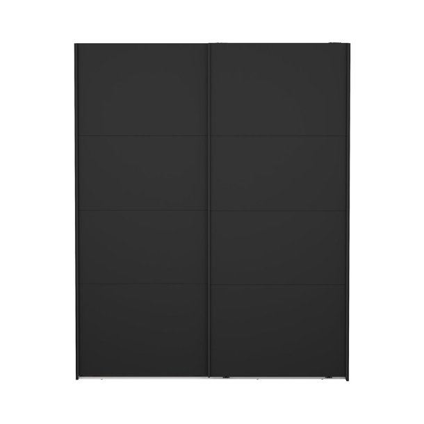 Catania Kleiderschrank 221x179x65cm, 2 Schiebetren matt schwarz.