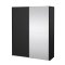 Catania Kleiderschrank 221x179x65cm, 1 Schiebetr, 1 Schiebetr mit Spiegel matt schwarz.