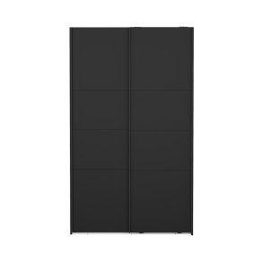 Catania Kleiderschrank 201x119x65cm, 2 Schiebetren matt schwarz.