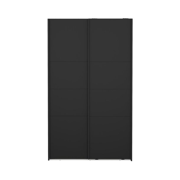 Catania Kleiderschrank 201x119x65cm, 2 Schiebetren matt schwarz.