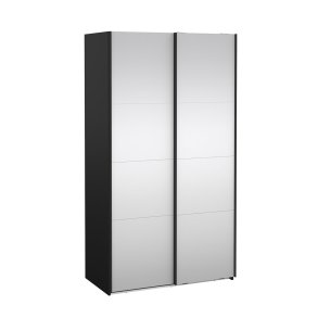 Catania Schiebetrenschrank 2 Tren mit Spiegel 120x220cm matt schwarz.