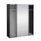 Catania Schiebetrenschrank 2 Tren mit Spiegel 180x220cm matt schwarz.