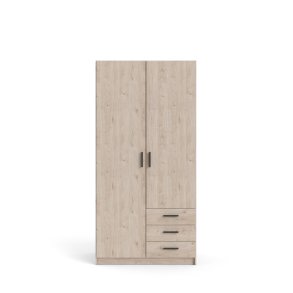 Spell Kleiderschrank 2 Tren und 3 Schubladen Hickory-Dekor.