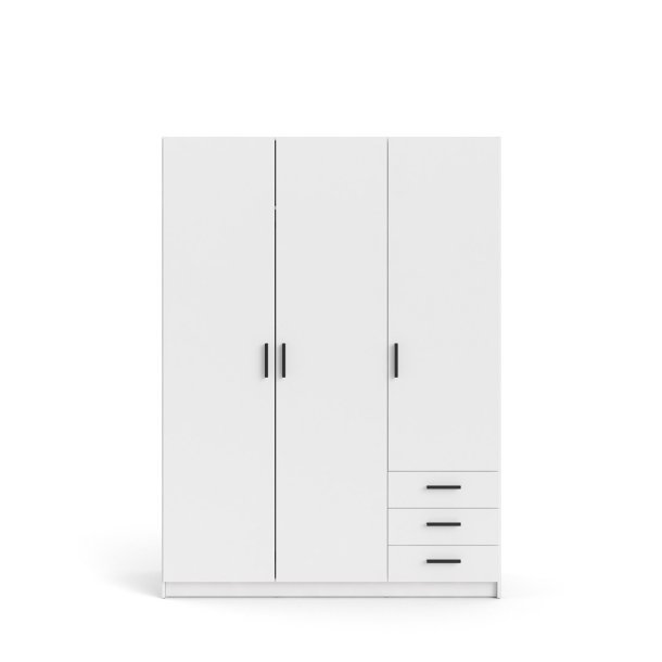 Spell Kleiderschrank 3 Tren und 3 Schubladen wei.