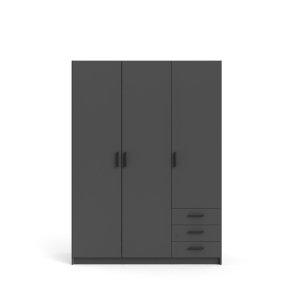 Spell Kleiderschrank 3 Tren und 3 Schubladen matt grau.
