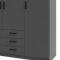 Spell Kleiderschrank B183 cm 4 Tren und 3 Schubladen matt grau.