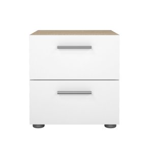 Pepe natbord 2 skuffer eg struktur dekor, hvid hjglans.