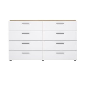 Pepe kommode 8 skuffer eg struktur dekor, hvid hjglans.