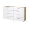 Pepe kommode 8 skuffer eg struktur dekor, hvid hjglans.