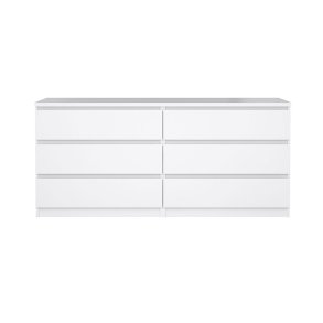 Naia kommode 6 skuffer hvid hjglans.