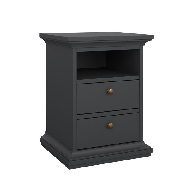Venedig Nachttisch schmale 2 Schubladen und 1 Raum matt grau.