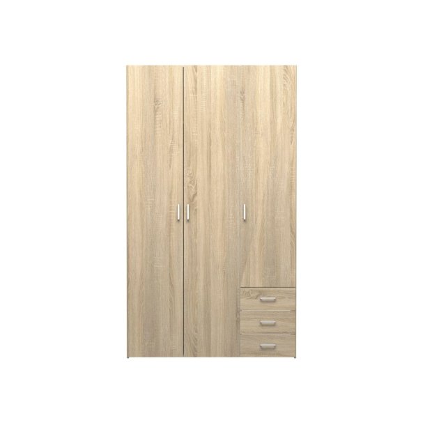 Spell Kleiderschrank 3 Tren und 3 Schubladen. Eiche Dekor.