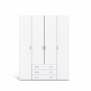 Spell Kleiderschrank 4 Tren und 3 Schubladen. Weiss.