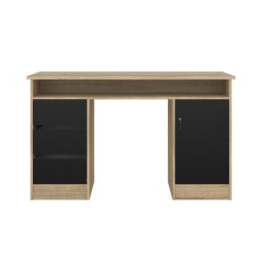 FunctionPlus Schreibtisch mit Schloss 1 Tr 3 Schubladen Eiche dekor schwarz.