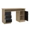 FunctionPlus Schreibtisch mit Schloss 1 Tr 3 Schubladen Eiche dekor schwarz.