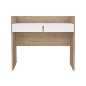 FunctionPlus Schreibtisch 2 Schubladen Nussbaum dekor wei.