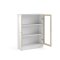Base Regal 2 Glastren weiss, Eiche Struktur Dekor.