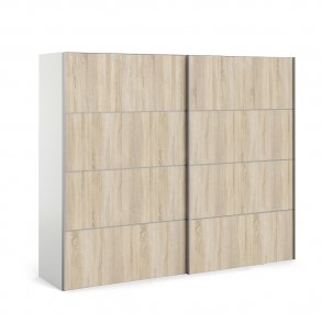 Veto Schiebetrenschrank 2 Tren breit 243 cm weiss, Eiche Dekor.