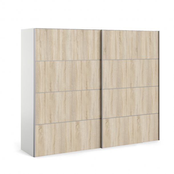 Veto Schiebetrenschrank 2 Tren breit 243 cm weiss, Eiche Dekor.