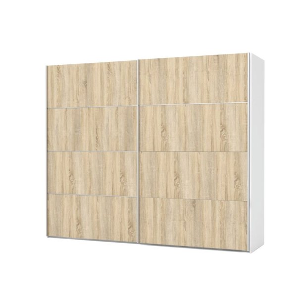 Veto Kleiderschrank 2 Tren, breite 242 cm, weiss und Eiche Struktur Dekor.