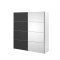 Veto wardrobe 1 door and 1 mirror door incl. 3 loose shelves and 1 drawer module, width 182 cm, white and grey.