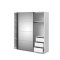 Veto wardrobe 1 door and 1 mirror door incl. 3 loose shelves and 1 drawer module, width 182 cm, white and grey.