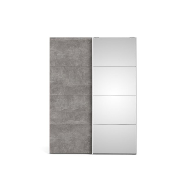 Veto szafa z drzwiami przesuwnymi b150 cm 1 drzwi i 1 drzwi z lustrem biały i dekor beton.