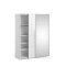 Veto Schiebetrenschrank B150 cm 1 Tr und 1 Spiegeltr wei und wei hochglanz.