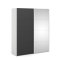 Veto Schiebetrenschrank B183 cm 1 Tr und 1 Spiegeltr wei und mattschwarz.