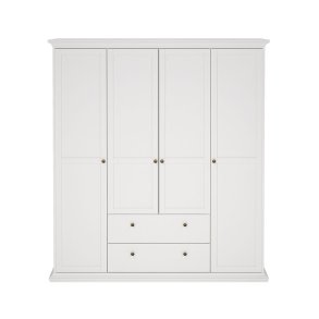 Venedig Kleiderschrank 4-Trg. mit 2 Schubladen Breite 181 cm, Hhe 200 cm weiss.