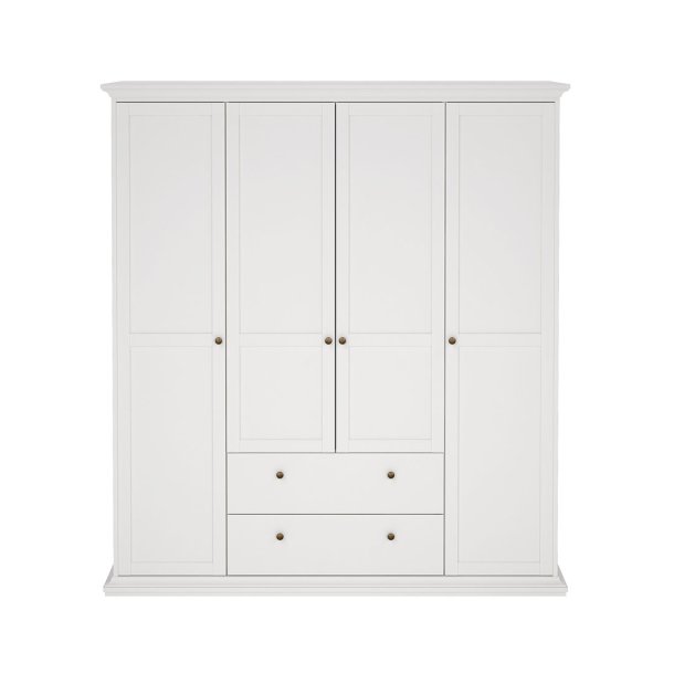 Venedig Kleiderschrank 4-Trg. mit 2 Schubladen Breite 181 cm, Hhe 200 cm weiss.