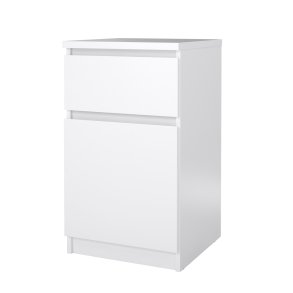 Naia stolik nocny drzwi odwracalna 1 drzwi 1 szuflada biały wysoki połysk.
