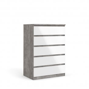Nada kommode hj med 5 skuffer beton dekor/hvid hjglans.