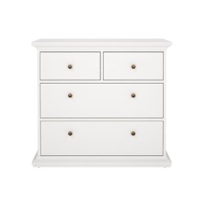 Venedig kommode med 2 sm og 2 store skuffer, bredde 96cm, hyde 86 cm hvit.