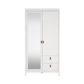 Madrid klädskåp 199x103x59cm, 1 dörr, 1 spegeldörr, 2 lådor vit.