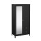 Madrid Kleiderschrank 199x103x59cm, 1 Tr, 1 Spiegeltr, 2 Schubladen matt schwarz.