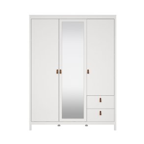 Madrid Kleiderschrank 199x150x59cm, 2 Tren, 1 Spiegeltr, 2 Schubladen wei.