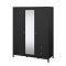 Madrid Kleiderschrank 199x150x59cm, 2 Tren, 1 Spiegeltr, 2 Schubladen matt schwarz.