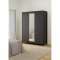 Madrid Kleiderschrank 199x150x59cm, 2 Tren, 1 Spiegeltr, 2 Schubladen matt schwarz.