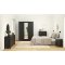 Madrid Kleiderschrank 199x150x59cm, 2 Tren, 1 Spiegeltr, 2 Schubladen matt schwarz.