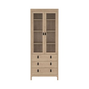 Madrid Vitrinenschrank 2 Tren, 3 Schubladen Eichen-Dekor.