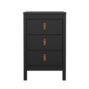 Madrid Nachttisch 3 Schubladen matt schwarz.