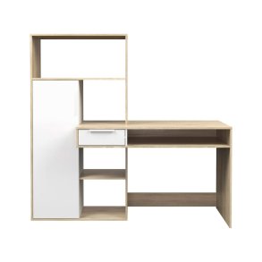 Fula Schreibtisch 1 Schublade und 1 Tr Eiche Struktur und weiss.