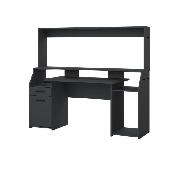 FunctionPlus skrivebord med reol hylder 1 lge 1 skuffe gr mat.